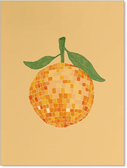 jkahh Retro Funky Orange Canvas Wall Art Fashion Disco Ball Aesthetic Posters by Unknown