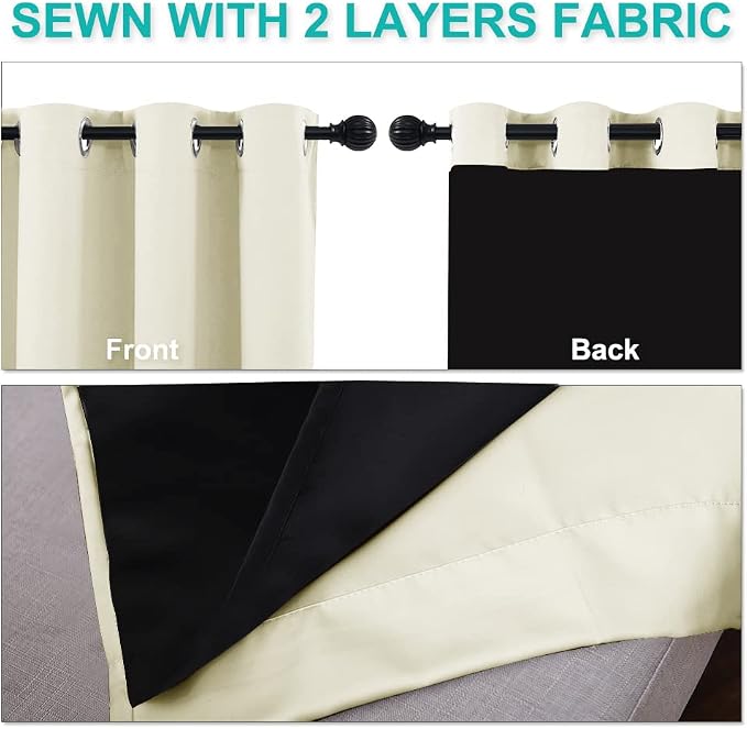 NICETOWN Full Shading Curtains 90 inches Long 2 Panels Set - Image 5