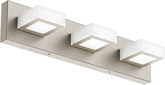Ralbay Brushed Nickel Bathroom Vanity Lights Metal Acrylic LED Modern Bathroom by RalbayLighting
