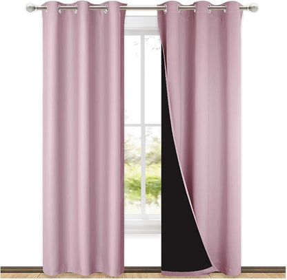 NICETOWN Baby Pink Full Shade Curtain Panels, Pair of Thermal Insulated & by NICETOWN