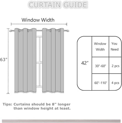 LEMOMO Beige Thermal Blackout Curtains/42 x 63 Inch/Set of 2 Panels Room - Image 4