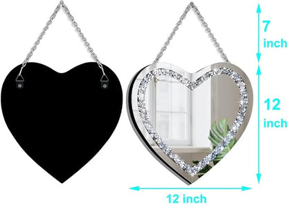 DMDFIRST Heart Shaped Silver Glass Mirror 2 Pack 12x12inch Crystal Crush - Image 7