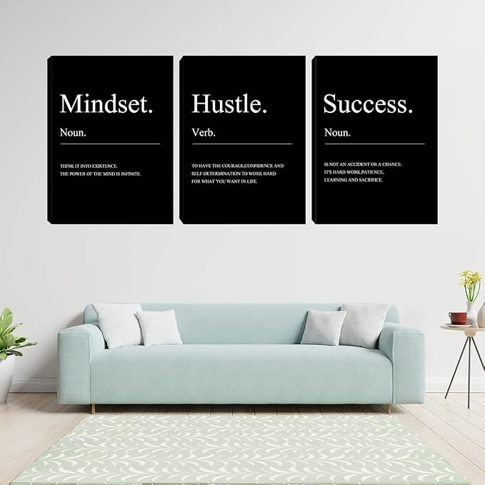 Large Motivational Office Wall Decor Mindset Canvas Wall Art Hustle Posters - Image 2