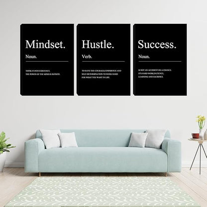 Large Motivational Office Wall Decor Mindset Canvas Wall Art Hustle Posters - Image 2