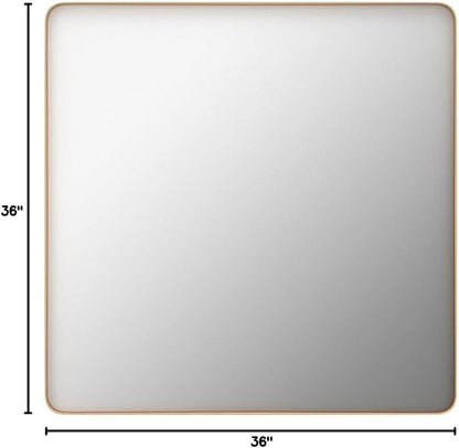LOAAO 36”X36” Gold Bathroom Mirror, Rounded Rectangle Gold Frame Mirror - Image 8