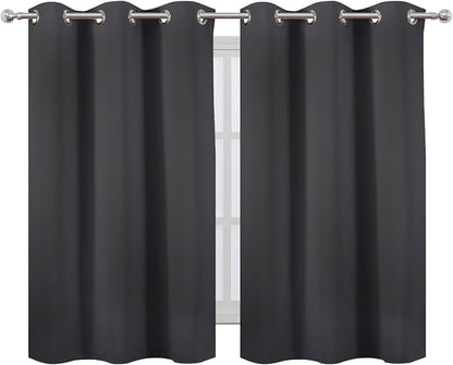 LEMOMO Dark Grey Blackout Curtains/38 x 54 Inch/Set of Two Panels Grommet - Image 2