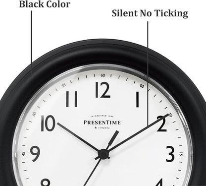 PresenTime & Co. 8.5" Modern Farmhouse Essential Wall Clock, Silent non Ticking - Image 2
