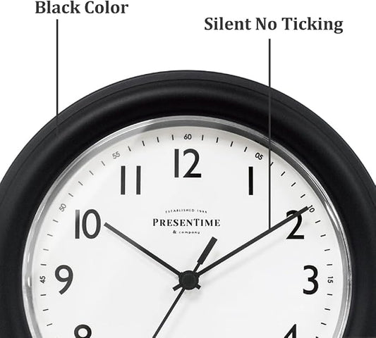 PresenTime & Co. 8.5" Modern Farmhouse Essential Wall Clock, Silent non Ticking - Image 2