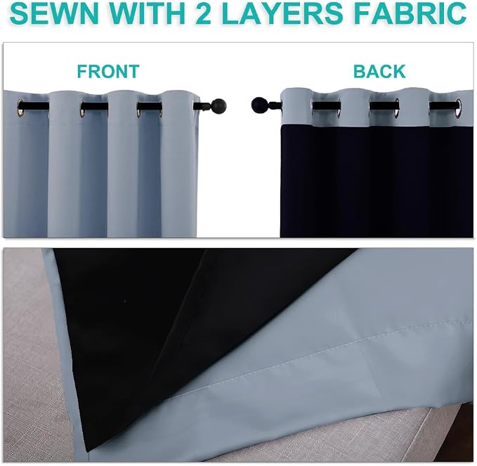 NICETOWN Blackout Curtains 84 inches Long, 2 Pieces, Vintage Blue, Full Light - Image 5
