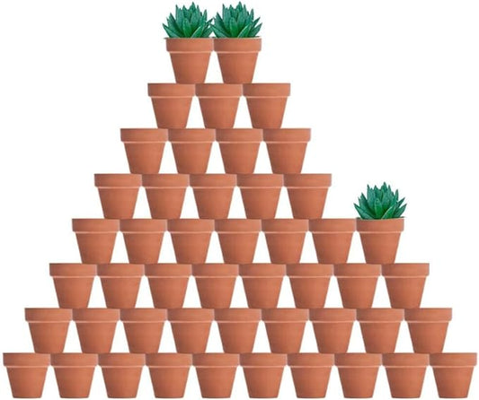 vensovo 48 Pcs 2" Tiny Terracotta & Terra Cotta Pots with Drainage - Small Mini Clay Ceramic Pottery Planter Ideal for Indoor/Outdoor Plants, Crafts, Wedding Favors