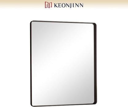 Keonjinn Black Bathroom Mirror, 30 x 36 Inch Rounded Rectangle Sandblasted - Image 9