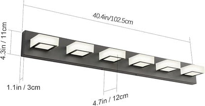Ralbay Modern Matte Black Bathroom Vanity Light Fixtures 6 Lights Acrylic - Image 2