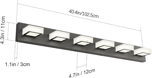 Ralbay Modern Matte Black Bathroom Vanity Light Fixtures 6 Lights Acrylic - Image 2