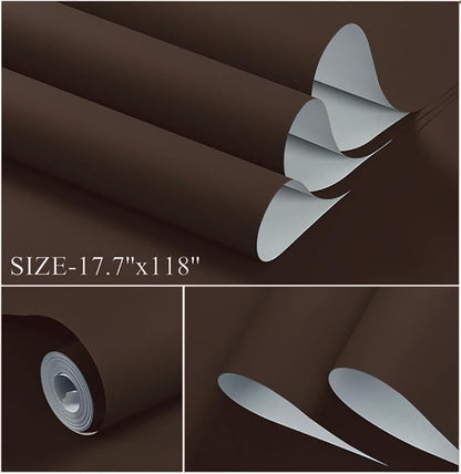 Dimoon 78.7''x17.7''Coffee Brown Peel and Stick Wallpaper Contact Paper Modern - Image 2