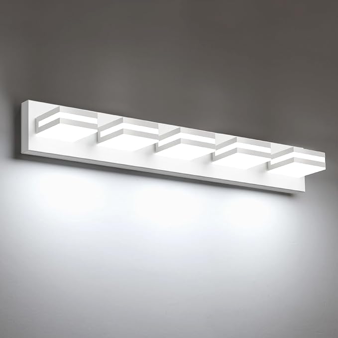 IZORRO LED Modern Bathroom Lights Fixtures, Matte White Acrylic Wall Lighting by IZORRO