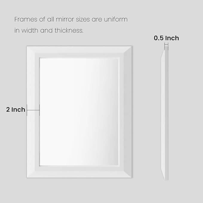 Amorho Bathroom Mirror, 40x30 Inch White Thick Metal Framed Wall Mirrors - Image 7