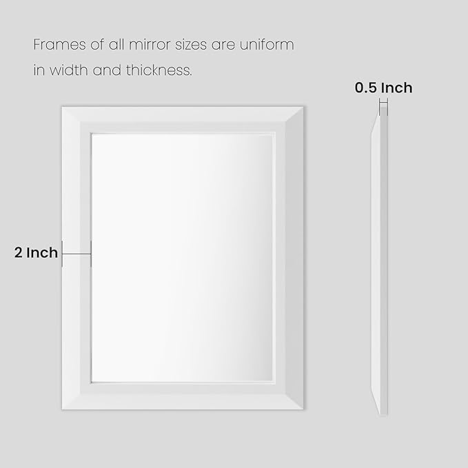 Amorho Bathroom Mirror, 36x32 Inch White Framed Bathroom Mirrors - Image 6