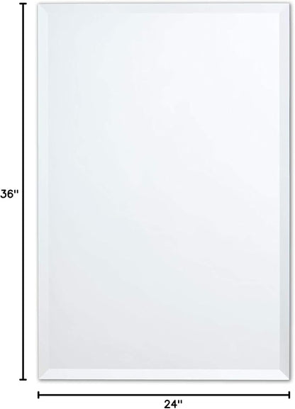 Better Bevel Frameless Rectangle Mirror | 24" x 36" Bathroom Wall Mirror - Image 10