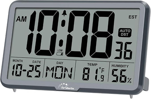 WallarGe Auto Set Digital Wall Clock Battery Operated, Desk Clocks by WallarGe