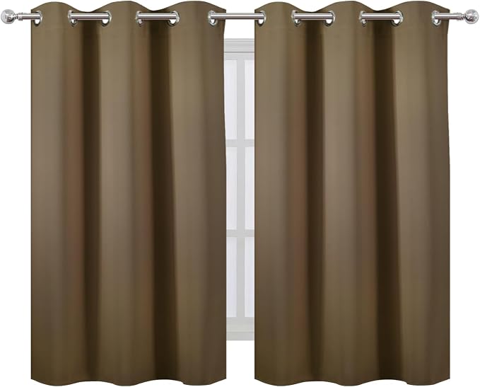 LEMOMO Brown Blackout Curtains/38 x 54 Inch/Set of Two Panels Grommet Living - Image 2