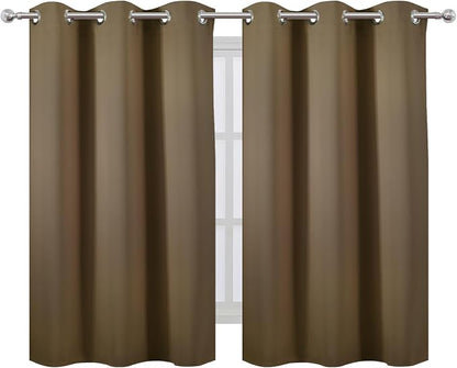 LEMOMO Brown Blackout Curtains/38 x 54 Inch/Set of Two Panels Grommet Living - Image 2