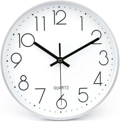 jomparis 10 Inch Silver Wall Clock Battery Operated Silent & Non-Ticking Wall by JOMPARIS
