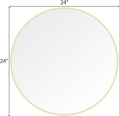 WallBeyond 24 inch Round Mirror Gold Circle Wall Mirror - Image 7