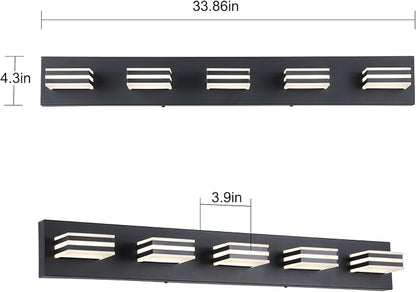 LED Wall Black Vanity Lights for Bathroom Light Fixtures 30W Adjust 3 Colors - Image 5