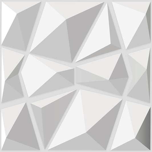 Art3d Decorative 3D Wall Panels in Diamond Design, 11.8"x11.8" Matt White by Art3d