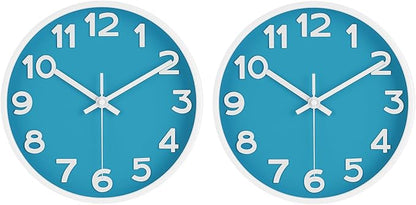 HIPPIH Wall Clock 2 Pack, 10 Inch Modern Wall Clocks Battery Operated, Non by HIPPIH