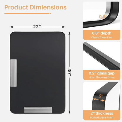 Bathroom Mirror for Wall, 30x22 Inch Rounded Rectangle Mirror, Tempered Glass - Image 5