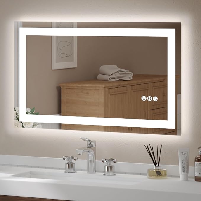 USHOWER LED Bathroom Mirror 40x24 Inch Tempered Glass by USHOWER
