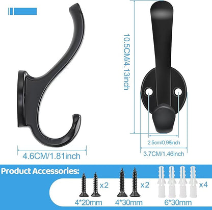 10 Pack Coat Hooks Wall Mount Heavy Duty Utility Retro Double Hooks - Image 3