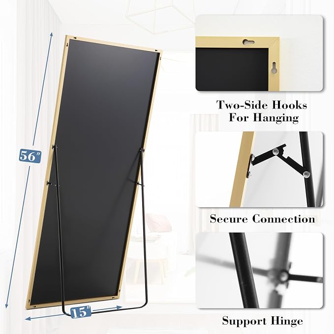 DUMOS Full Length Mirror with Stand, Standing Full Body Mirror with - Image 4