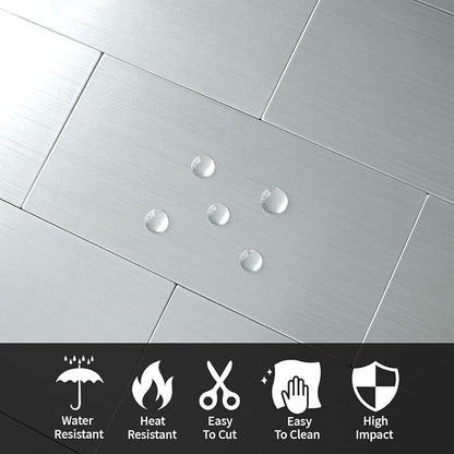 AULIGET 3" x 6" Metal Subway Tile Peel and Stick Backsplash, Stainless Steel - Image 3
