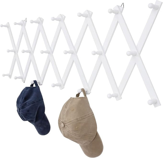 SCUNDA Wall Rack with 20 Hooks, Wooden Wall Expandable Coat Rack by SCUNDAHOME