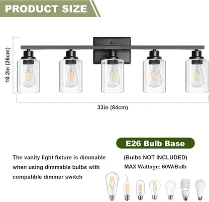 Unicozin Modern Bathroom Light Fixtures, 5 Light Vanity Lights Over Mirror - Image 6