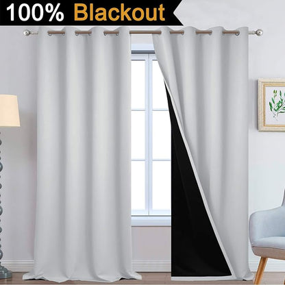 Yakamok 100% Blackout Curtains 108 Inches Long, 2 Thick Layers Thermal - Image 2