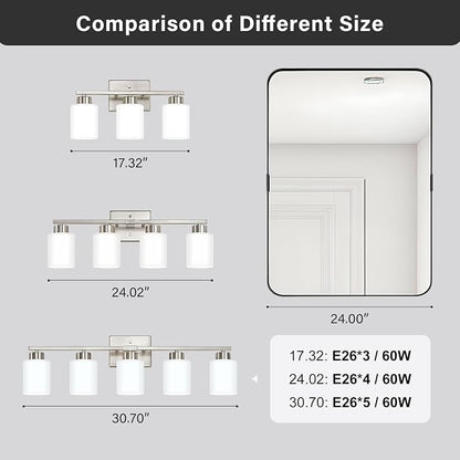 FonmYim Brushed Nickel Bathroom Light Fixtures, 4-Light Modern Vanity Light - Image 7