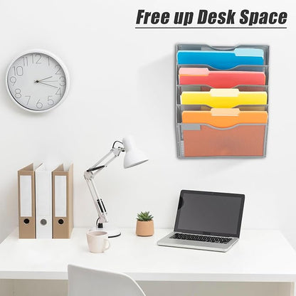 EASEPRES 5 Pocket Mesh Hanging Wall File Organizer, Wall Mounted Mail Paper - Image 5