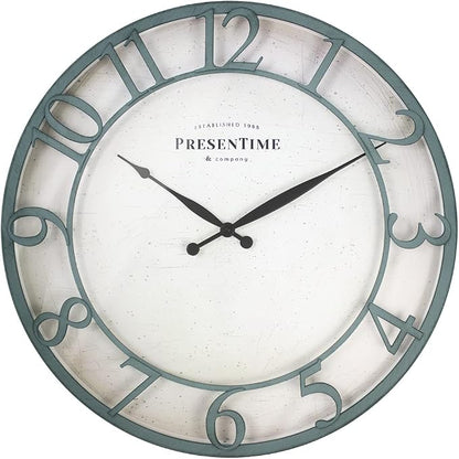Presentime & Co 21" Farmhouse Series Wall Clock, Vintage Style, Retro Clock by Presentime