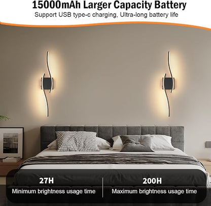 Daunton Modern Battery Operated Wall Sconce Set of 2, 3CCT Adjustable, Timer& - Image 5