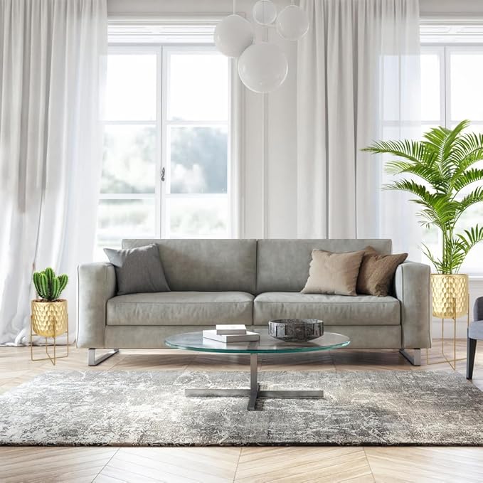 TRIROCKS Set of 2 Planters with Stand Indoor Outdoor Metal Plant Stand 8 * 18 &7 * 12 "Modern Planters Flower Pots for Living Room Corner Kitchen Office Garden Balcony Patio Decor(Gold)