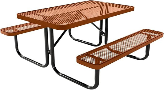 Heavy-Duty Portable Outdoor Kids Table, Expanded Metal Kids Picnic Table, Commercial-Grade Picnic Table, Made in America (4ft Rectangular, Childrens, Textured Copper)
