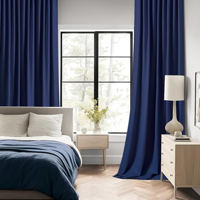 MIULEE Navy Blue Back Tab Blackout Curtains 90 Inches Long 2 Panels Set - Image 2
