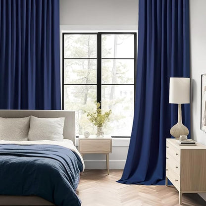 MIULEE Navy Blue Back Tab Blackout Curtains 90 Inches Long 2 Panels Set - Image 2