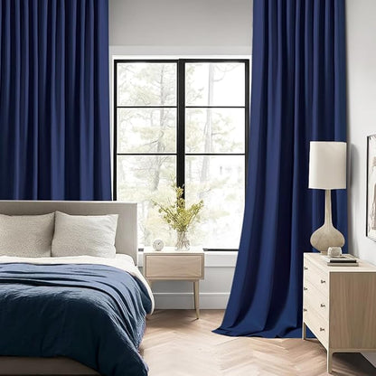 MIULEE Navy Blue Back Tab Blackout Curtains 84 Inch Length 2 Panels Set - Image 2