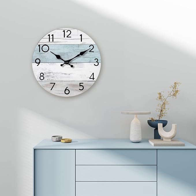 KECYET Wall Clock Silent Non-Ticking Wooden Clocks Battery Operated 8 Inch - Image 6