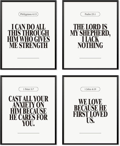 Locomiss Black and White Christian Wall Art Decor Posters, Modern Bible Verse by Unknown