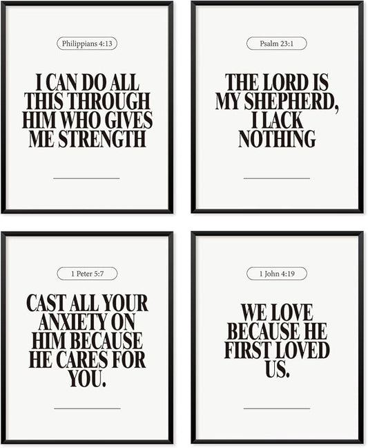 Locomiss Black and White Christian Wall Art Decor Posters, Modern Bible Verse by Unknown